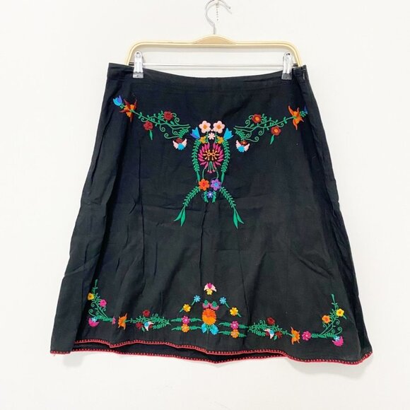 Yesterday Never Dies Dresses & Skirts - Yesterday Never Dies Black Floral Embroidery Skirt Size 12